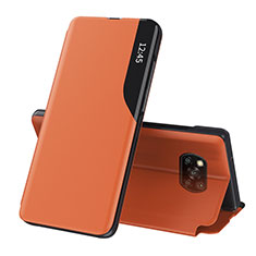 Coque Portefeuille Livre Cuir Etui Clapet Q01H pour Xiaomi Poco X3 NFC Orange