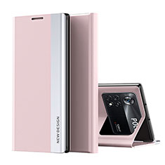Coque Portefeuille Livre Cuir Etui Clapet Q01H pour Xiaomi Poco X4 Pro 5G Or Rose