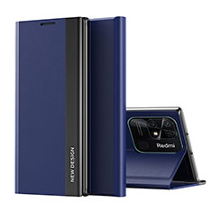 Coque Portefeuille Livre Cuir Etui Clapet Q01H pour Xiaomi Redmi 10 India Bleu
