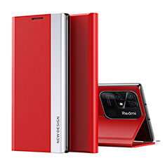 Coque Portefeuille Livre Cuir Etui Clapet Q01H pour Xiaomi Redmi 10 India Rouge