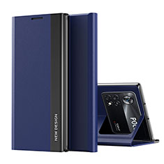 Coque Portefeuille Livre Cuir Etui Clapet Q01H pour Xiaomi Redmi Note 11E Pro 5G Bleu