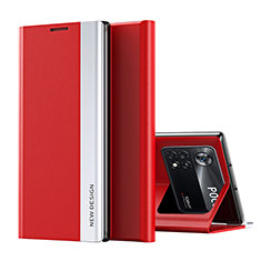 Coque Portefeuille Livre Cuir Etui Clapet Q01H pour Xiaomi Redmi Note 11E Pro 5G Rouge