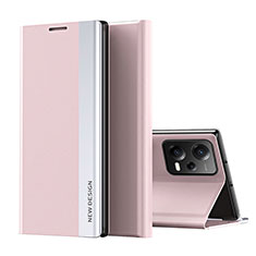 Coque Portefeuille Livre Cuir Etui Clapet Q01H pour Xiaomi Redmi Note 12 5G Or Rose