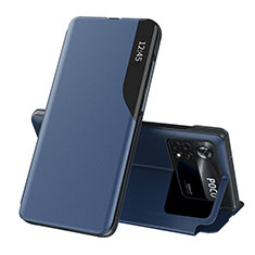 Coque Portefeuille Livre Cuir Etui Clapet Q02H pour Xiaomi Poco X4 Pro 5G Bleu