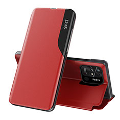Coque Portefeuille Livre Cuir Etui Clapet Q02H pour Xiaomi Redmi 10 Power Rouge