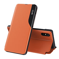 Coque Portefeuille Livre Cuir Etui Clapet Q02H pour Xiaomi Redmi 9AT Orange