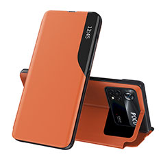 Coque Portefeuille Livre Cuir Etui Clapet Q02H pour Xiaomi Redmi Note 11E Pro 5G Orange