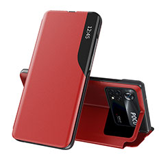 Coque Portefeuille Livre Cuir Etui Clapet Q02H pour Xiaomi Redmi Note 11E Pro 5G Rouge