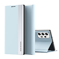 Coque Portefeuille Livre Cuir Etui Clapet Q03H pour Samsung Galaxy A73 5G Bleu Ciel