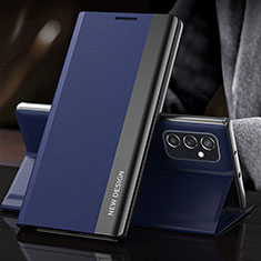 Coque Portefeuille Livre Cuir Etui Clapet Q03H pour Samsung Galaxy M52 5G Bleu