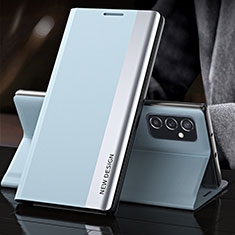 Coque Portefeuille Livre Cuir Etui Clapet Q03H pour Samsung Galaxy M52 5G Bleu Ciel