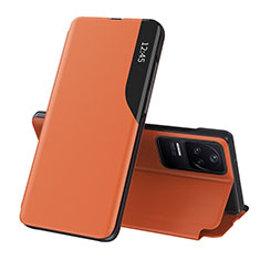 Coque Portefeuille Livre Cuir Etui Clapet Q03H pour Xiaomi Poco F4 5G Orange