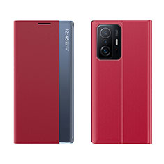 Coque Portefeuille Livre Cuir Etui Clapet Q04H pour Xiaomi Mi 11T 5G Rouge