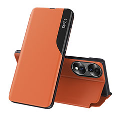 Coque Portefeuille Livre Cuir Etui Clapet QH1 pour Huawei Honor 70 5G Orange