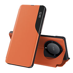 Coque Portefeuille Livre Cuir Etui Clapet QH1 pour Huawei Honor X9a 5G Orange