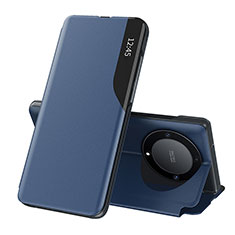 Coque Portefeuille Livre Cuir Etui Clapet QH1 pour Huawei Honor X9b 5G Bleu