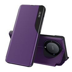 Coque Portefeuille Livre Cuir Etui Clapet QH1 pour Huawei Honor X9b 5G Violet
