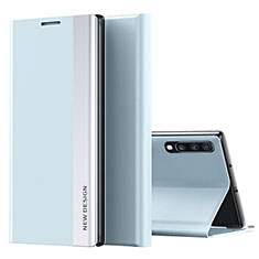 Coque Portefeuille Livre Cuir Etui Clapet QH1 pour Samsung Galaxy A70 Bleu Clair