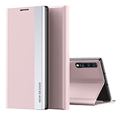 Coque Portefeuille Livre Cuir Etui Clapet QH1 pour Samsung Galaxy A70 Or Rose