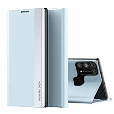 Coque Portefeuille Livre Cuir Etui Clapet QH1 pour Samsung Galaxy M21s Bleu Clair