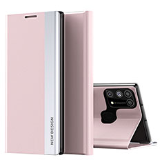 Coque Portefeuille Livre Cuir Etui Clapet QH1 pour Samsung Galaxy M21s Or Rose