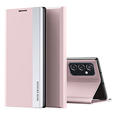 Coque Portefeuille Livre Cuir Etui Clapet QH2 pour Samsung Galaxy F23 5G Or Rose
