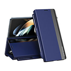 Coque Portefeuille Livre Cuir Etui Clapet QH2 pour Samsung Galaxy Z Fold5 5G Bleu