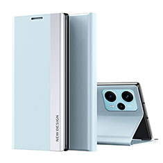 Coque Portefeuille Livre Cuir Etui Clapet QH2 pour Xiaomi Poco F5 5G Bleu Ciel