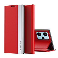 Coque Portefeuille Livre Cuir Etui Clapet QH2 pour Xiaomi Poco F5 5G Rouge