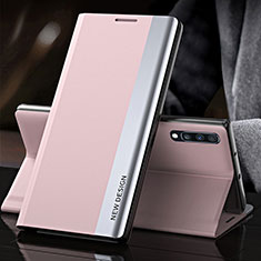 Coque Portefeuille Livre Cuir Etui Clapet QH3 pour Samsung Galaxy A70 Or Rose