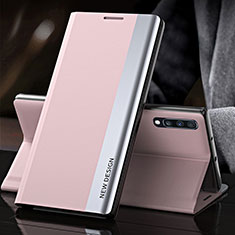 Coque Portefeuille Livre Cuir Etui Clapet QH3 pour Samsung Galaxy A70S Or Rose