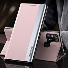 Coque Portefeuille Livre Cuir Etui Clapet QH3 pour Samsung Galaxy M21s Or Rose