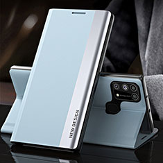 Coque Portefeuille Livre Cuir Etui Clapet QH3 pour Samsung Galaxy M31 Prime Edition Bleu Clair