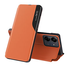 Coque Portefeuille Livre Cuir Etui Clapet QH3 pour Xiaomi Redmi 13C Orange