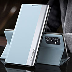 Coque Portefeuille Livre Cuir Etui Clapet QH4 pour Samsung Galaxy M23 5G Bleu Clair