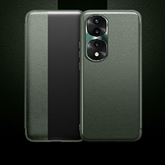Coque Portefeuille Livre Cuir Etui Clapet QK1 pour Huawei Honor 70 Pro 5G Vert Armee