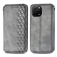 Coque Portefeuille Livre Cuir Etui Clapet S01D pour Huawei Nova Y61 Gris