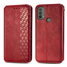 Coque Portefeuille Livre Cuir Etui Clapet S01D pour Motorola Moto E40 Rouge