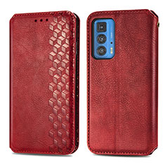 Coque Portefeuille Livre Cuir Etui Clapet S01D pour Motorola Moto Edge 20 Pro 5G Rouge
