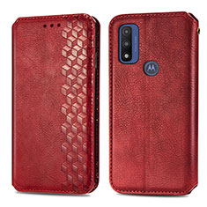 Coque Portefeuille Livre Cuir Etui Clapet S01D pour Motorola Moto G Pure Rouge
