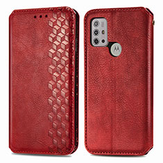 Coque Portefeuille Livre Cuir Etui Clapet S01D pour Motorola Moto G10 Power Rouge