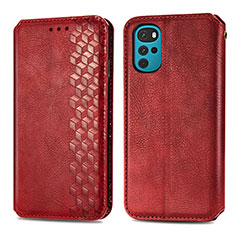 Coque Portefeuille Livre Cuir Etui Clapet S01D pour Motorola Moto G22 Rouge