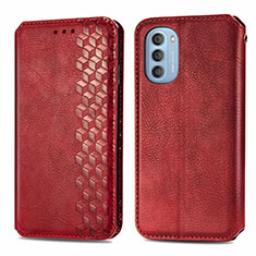 Coque Portefeuille Livre Cuir Etui Clapet S01D pour Motorola Moto G51 5G Rouge