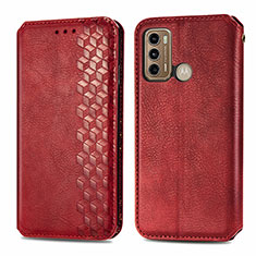 Coque Portefeuille Livre Cuir Etui Clapet S01D pour Motorola Moto G60 Rouge