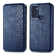 Coque Portefeuille Livre Cuir Etui Clapet S01D pour Motorola Moto G60s Bleu
