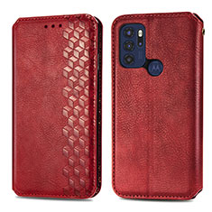 Coque Portefeuille Livre Cuir Etui Clapet S01D pour Motorola Moto G60s Rouge