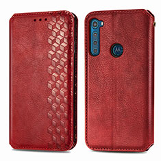 Coque Portefeuille Livre Cuir Etui Clapet S01D pour Motorola Moto One Fusion Plus Rouge