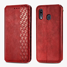 Coque Portefeuille Livre Cuir Etui Clapet S01D pour Samsung Galaxy A30 Rouge