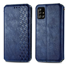 Coque Portefeuille Livre Cuir Etui Clapet S01D pour Samsung Galaxy A51 4G Bleu