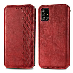 Coque Portefeuille Livre Cuir Etui Clapet S01D pour Samsung Galaxy A51 4G Rouge